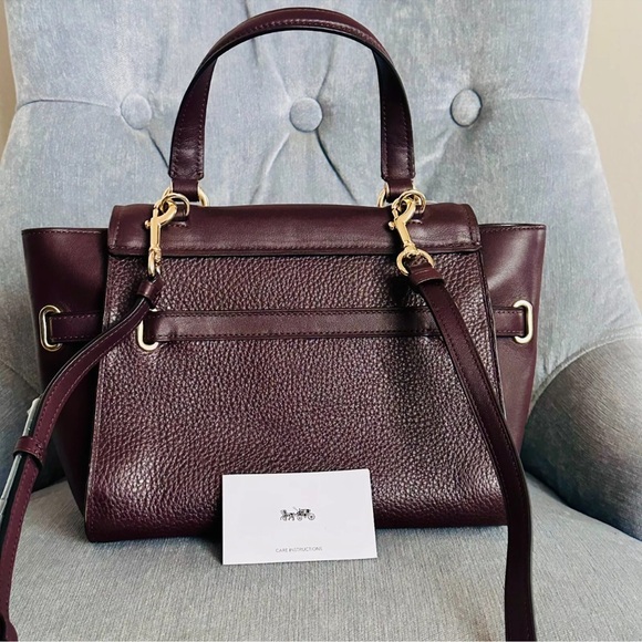 NWT Coach Blake Flap Carryall Satchel Crossbody Turn Lock Zip Burgundy Gift - Picture 2 of 14